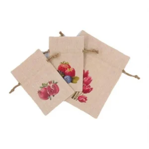Personalised Linen Drawstring Favor Bags Gift Pouches with Multicolored Logo